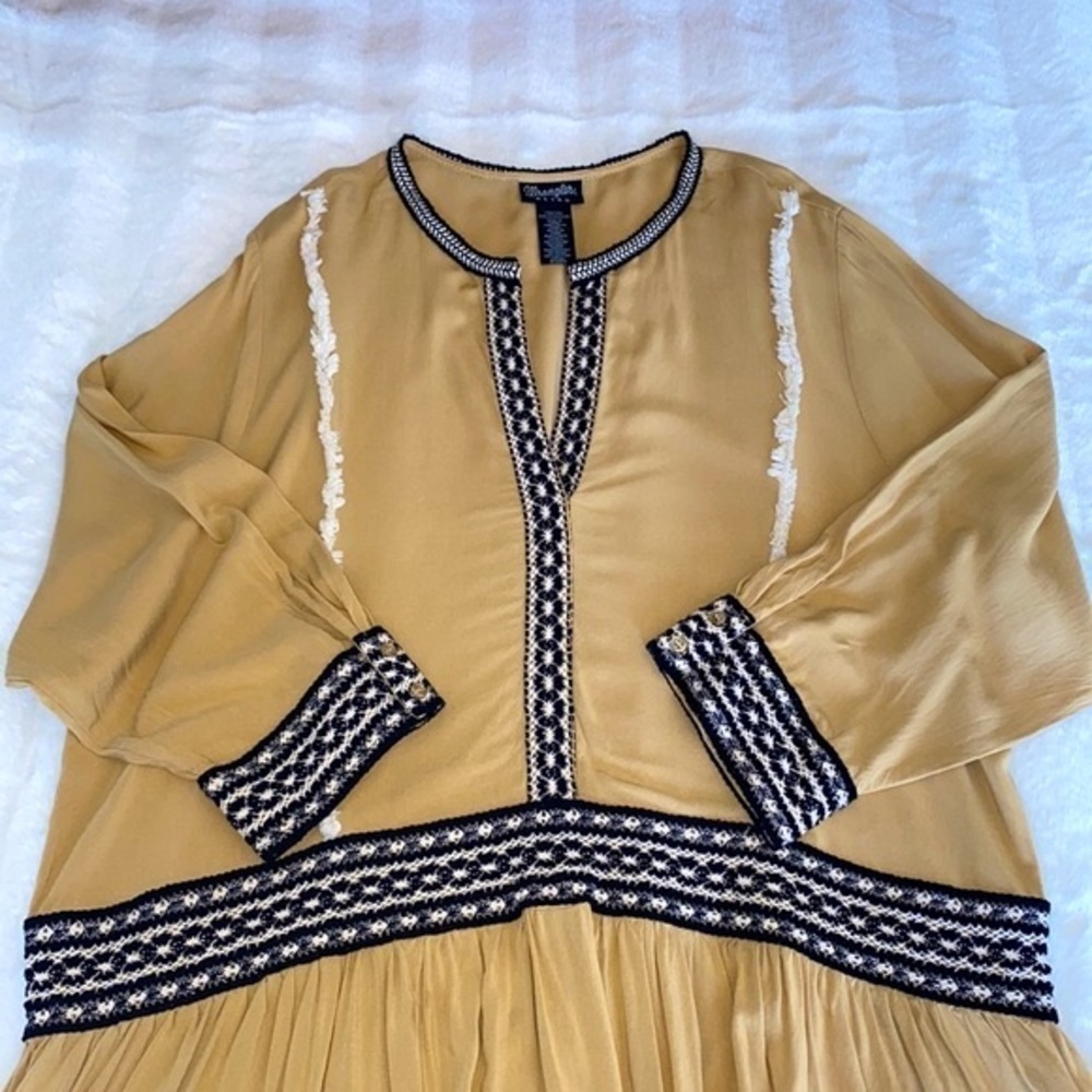 Wrangler Retro Western Boho Embroidered Crochet Detail Tunic Size XXL